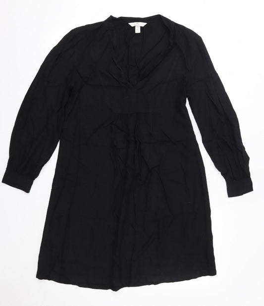 H&M Womens Black  Viscose Shirt Dress  Size XS  V-Neck