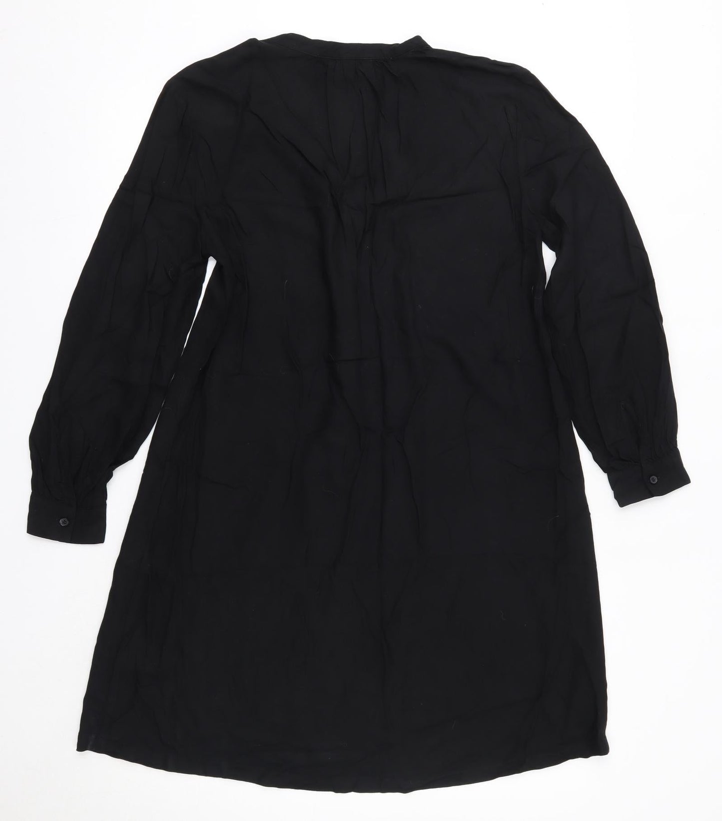 H&M Womens Black  Viscose Shirt Dress  Size XS  V-Neck