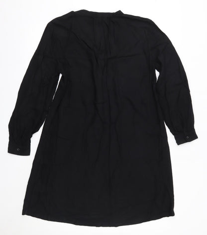 H&M Womens Black  Viscose Shirt Dress  Size XS  V-Neck