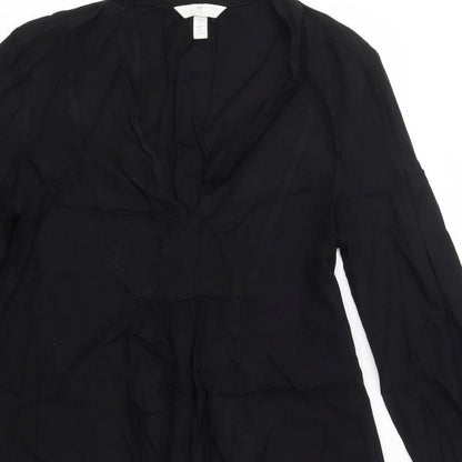 H&M Womens Black  Viscose Shirt Dress  Size XS  V-Neck
