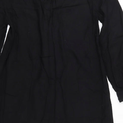 H&M Womens Black  Viscose Shirt Dress  Size XS  V-Neck