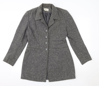 Additional front view of IMAGES women’s grey overcoat coat, size UK 12
