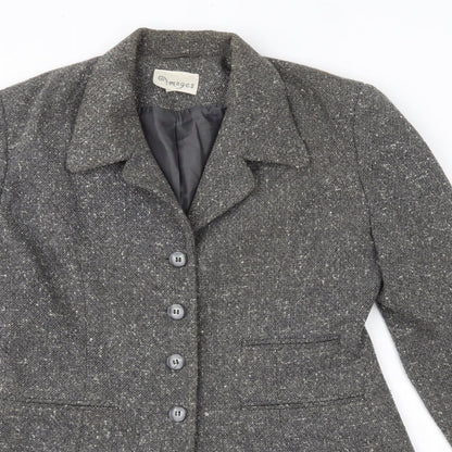 Close-up detail of IMAGES women’s grey overcoat coat, size UK 12