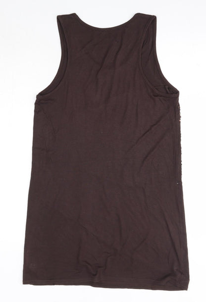 Preworn Womens Brown  Viscose Tank Dress  Size 10  Round Neck