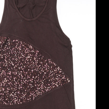 Preworn Womens Brown  Viscose Tank Dress  Size 10  Round Neck