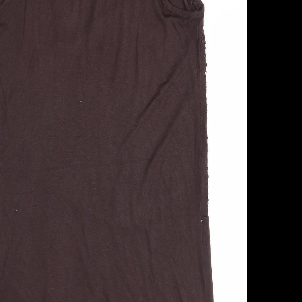 Preworn Womens Brown  Viscose Tank Dress  Size 10  Round Neck