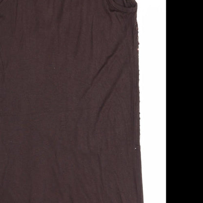 Preworn Womens Brown  Viscose Tank Dress  Size 10  Round Neck