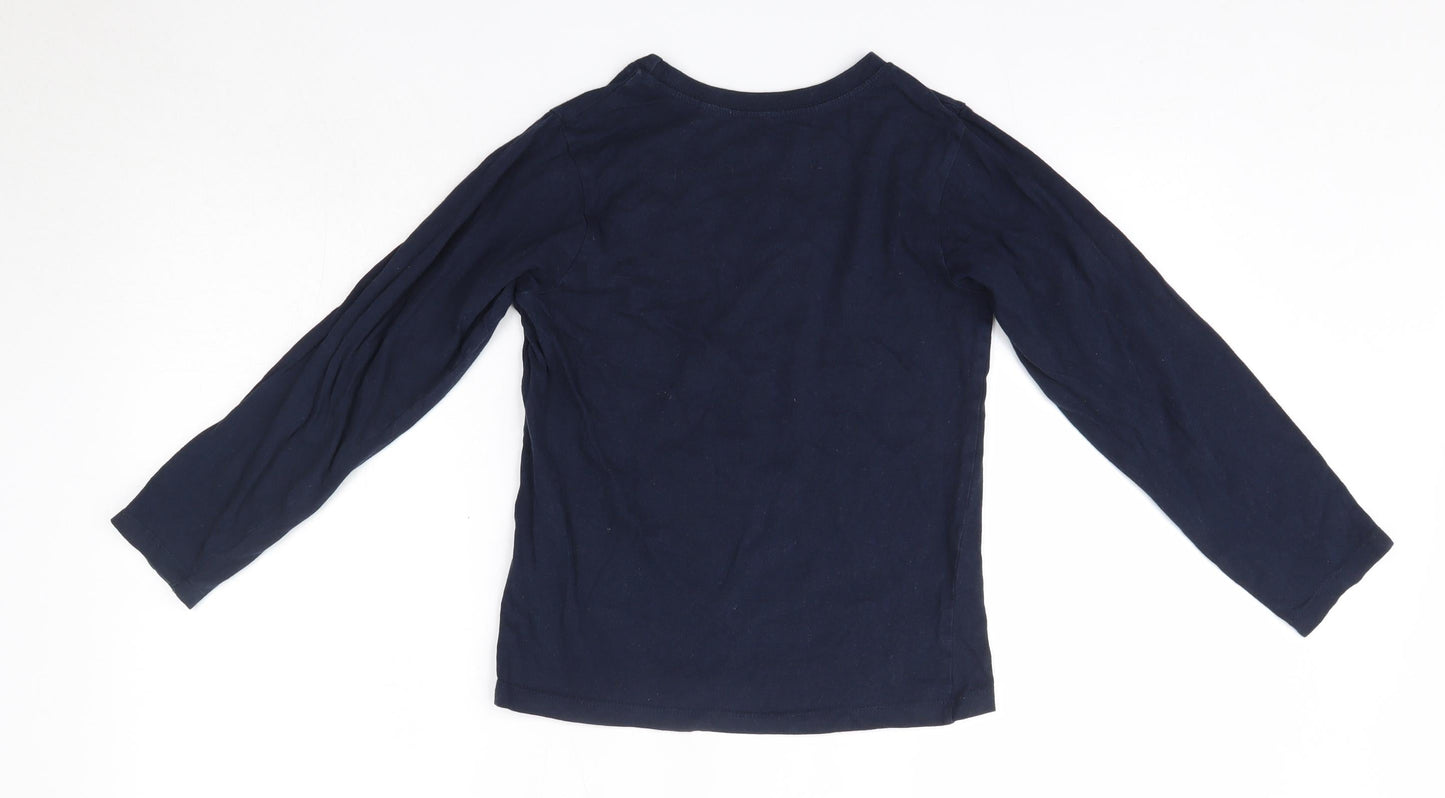 Preworn Girls Blue  100% Cotton Basic Blouse Size 10-11 Years Round Neck  - Unicorns
