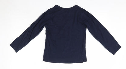 Preworn Girls Blue  100% Cotton Basic Blouse Size 10-11 Years Round Neck  - Unicorns