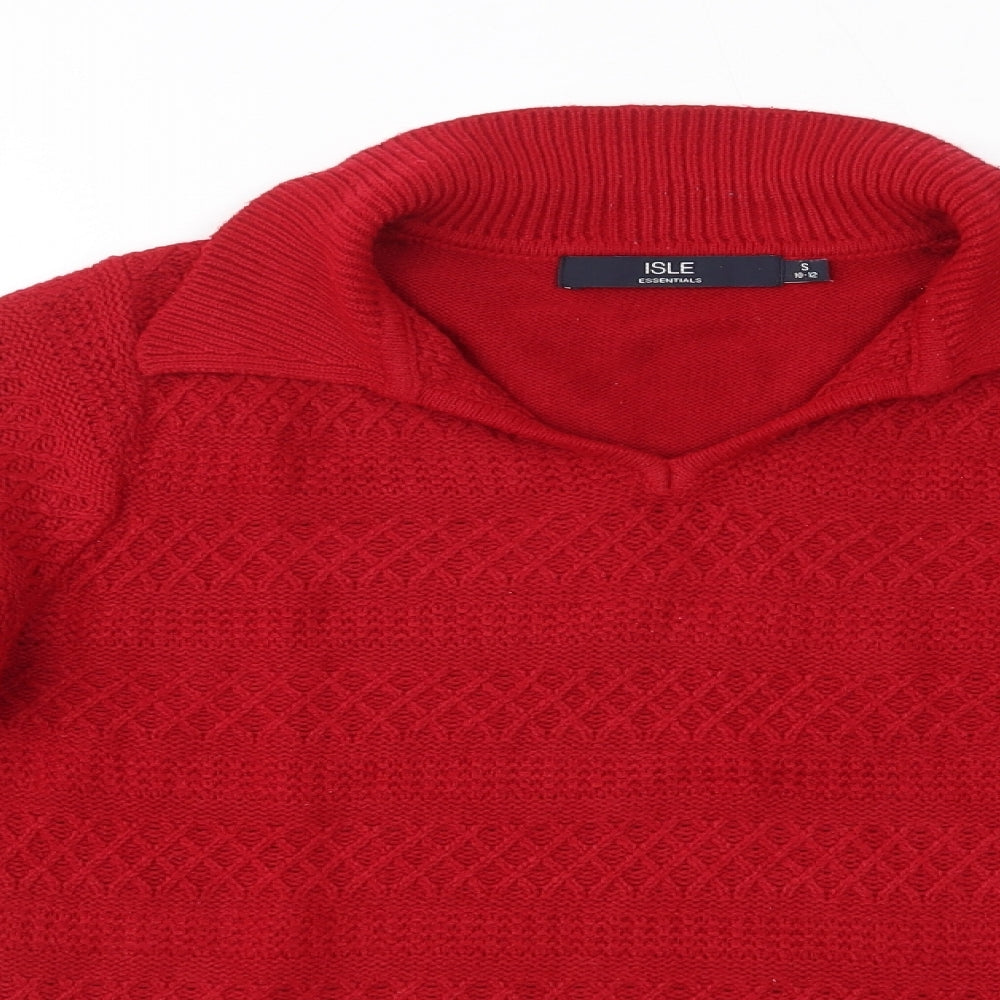 Womens UK Size S Isle Red Pullover Jumper