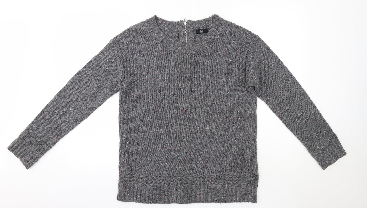 F&F Womens Grey Round Neck  Acrylic Pullover Jumper Size 12