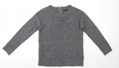 F&F Womens Grey Round Neck  Acrylic Pullover Jumper Size 12