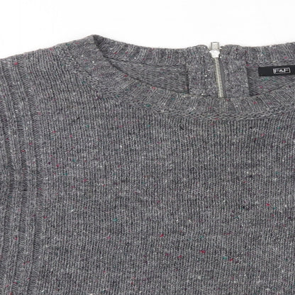 F&F Womens Grey Round Neck  Acrylic Pullover Jumper Size 12