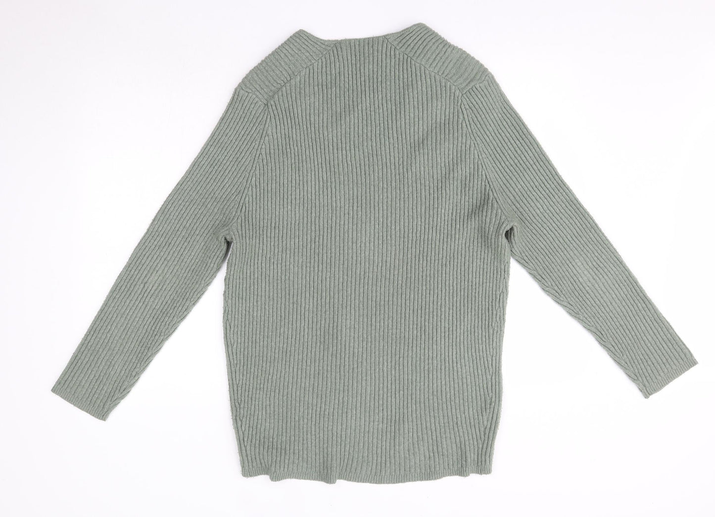 Primark Womens Green V-Neck  Polyester Pullover Jumper Size L