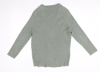 Primark Womens Green V-Neck  Polyester Pullover Jumper Size L