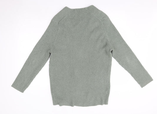 Primark Womens Green V-Neck  Polyester Pullover Jumper Size L