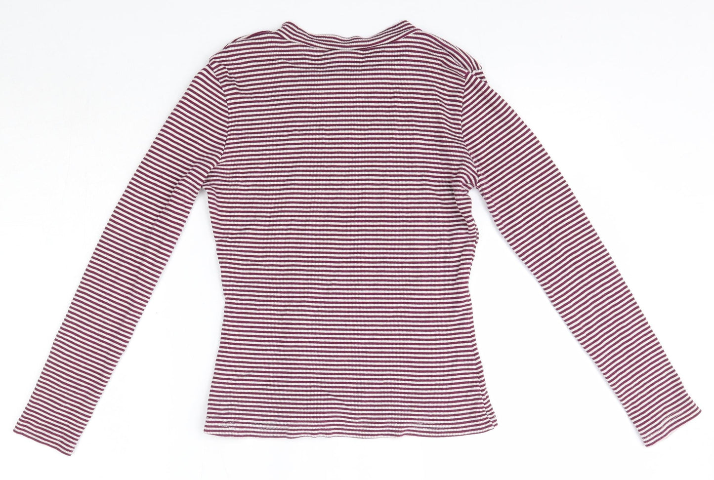 Matalan Girls Purple High Neck Striped Cotton Pullover Jumper Size 13 Years