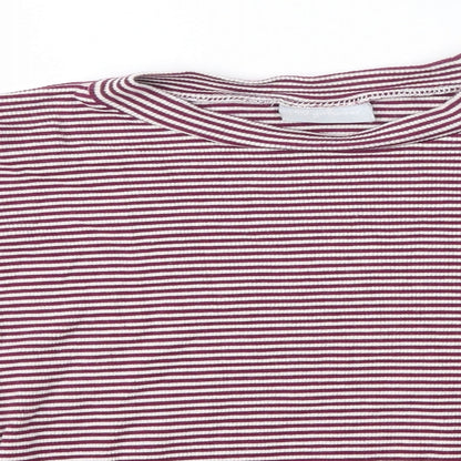 Matalan Girls Purple High Neck Striped Cotton Pullover Jumper Size 13 Years