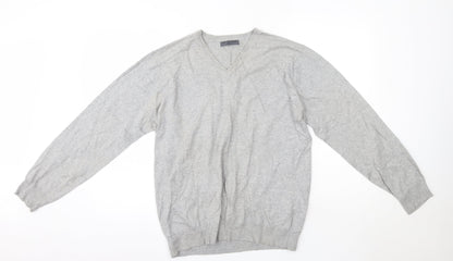 NEXT Mens Grey V-Neck  Cotton Pullover Jumper Size M
