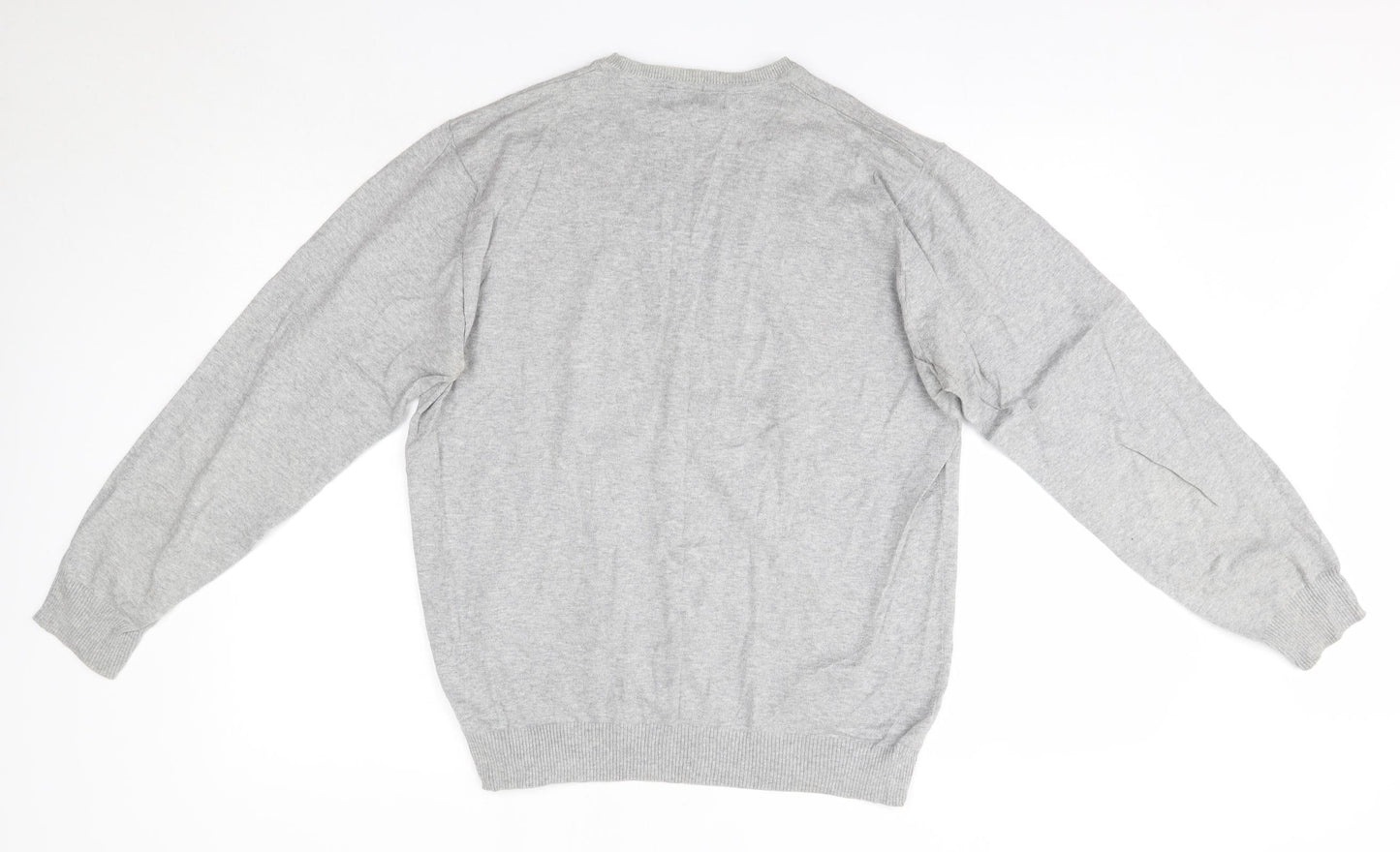 NEXT Mens Grey V-Neck  Cotton Pullover Jumper Size M