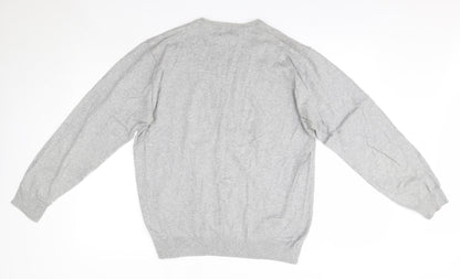 NEXT Mens Grey V-Neck  Cotton Pullover Jumper Size M