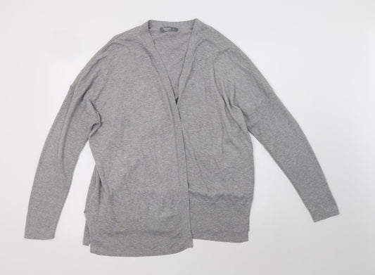 Nutmeg Womens Grey V-Neck  Nylon Cardigan Jumper Size 14