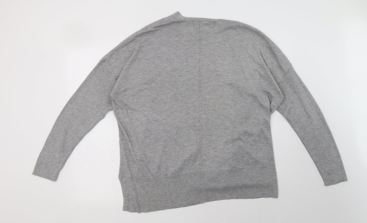 Nutmeg Womens Grey V-Neck  Nylon Cardigan Jumper Size 14