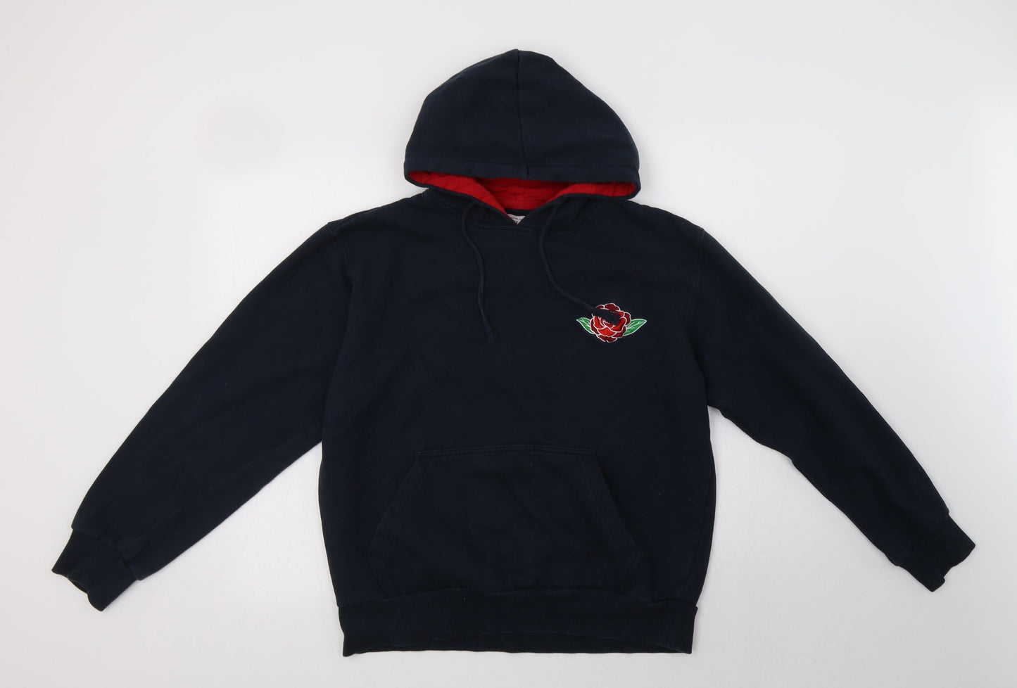England Womens Blue  Cotton Pullover Hoodie Size M   - Rose