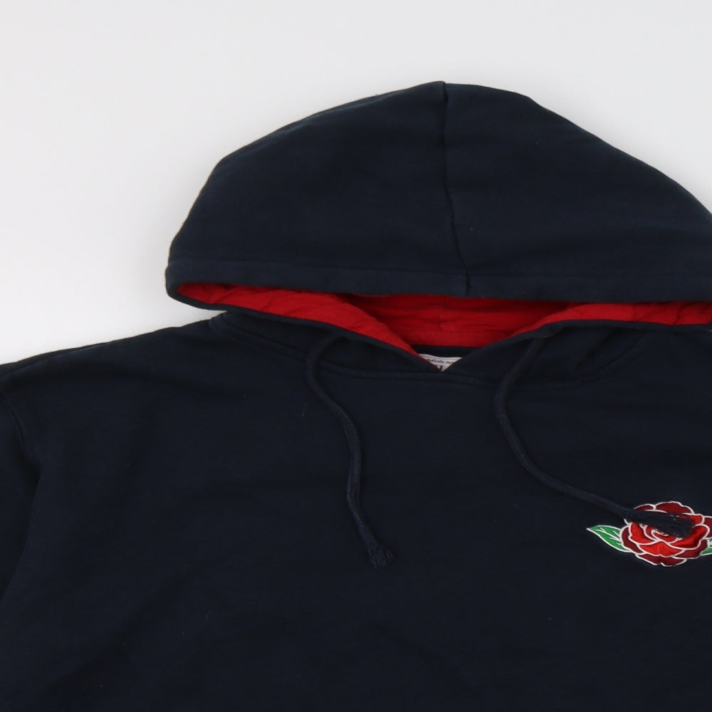 England Womens Blue  Cotton Pullover Hoodie Size M   - Rose