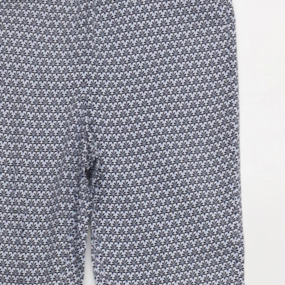 Primark Womens Blue Floral Cotton Dress Pants Trousers Size 8 L28 in Regular Hook & Loop