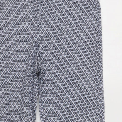 Primark Womens Blue Floral Cotton Dress Pants Trousers Size 8 L28 in Regular Hook & Loop