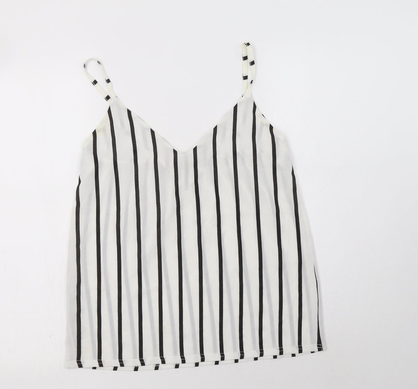 Figa Womens White Striped Polyester Camisole Tank Size S V-Neck