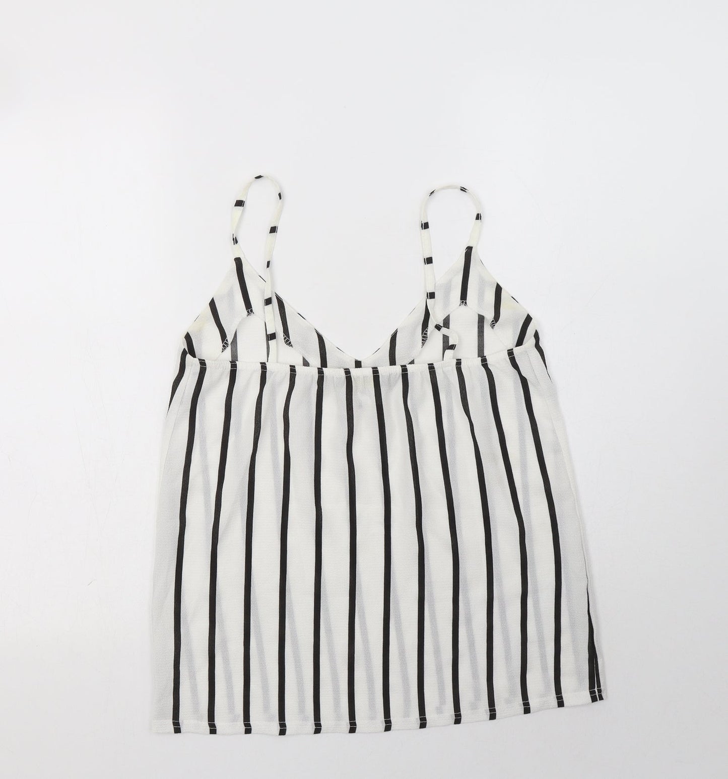Figa Womens White Striped Polyester Camisole Tank Size S V-Neck