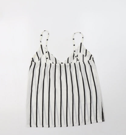 Figa Womens White Striped Polyester Camisole Tank Size S V-Neck