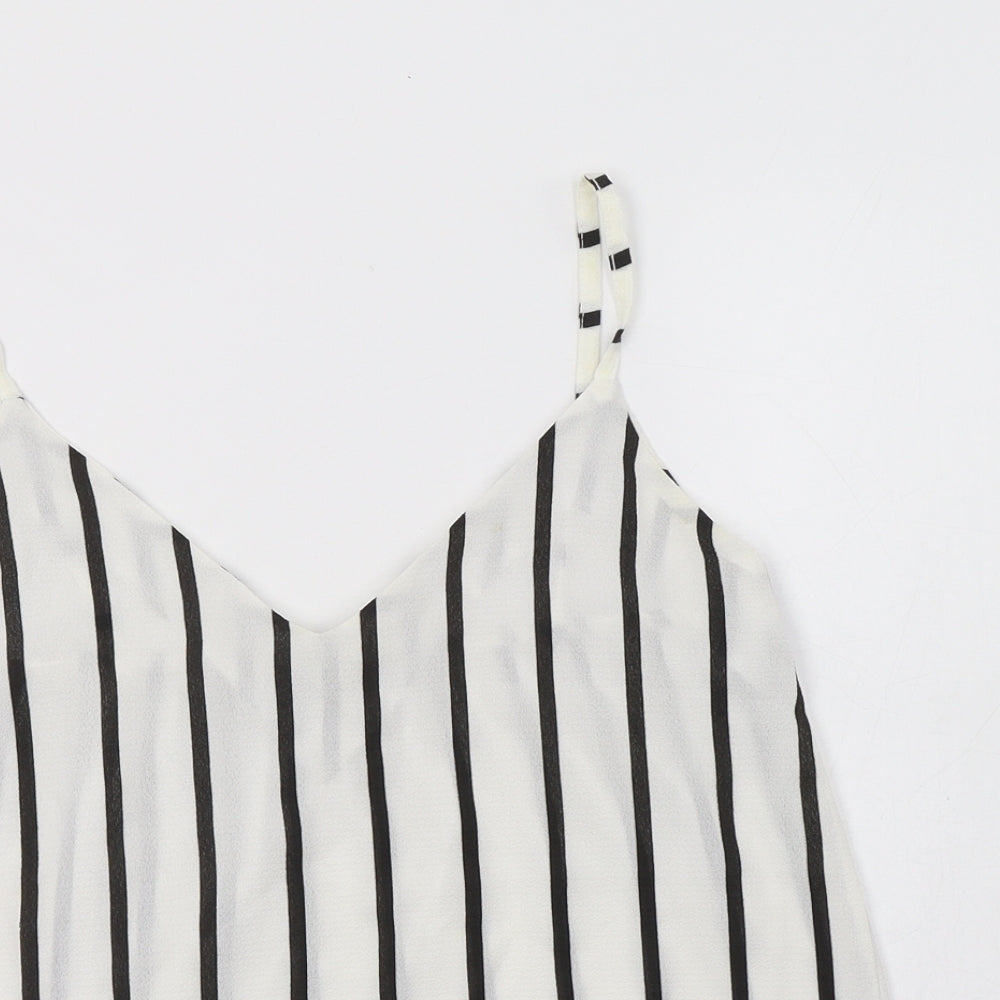 Figa Womens White Striped Polyester Camisole Tank Size S V-Neck