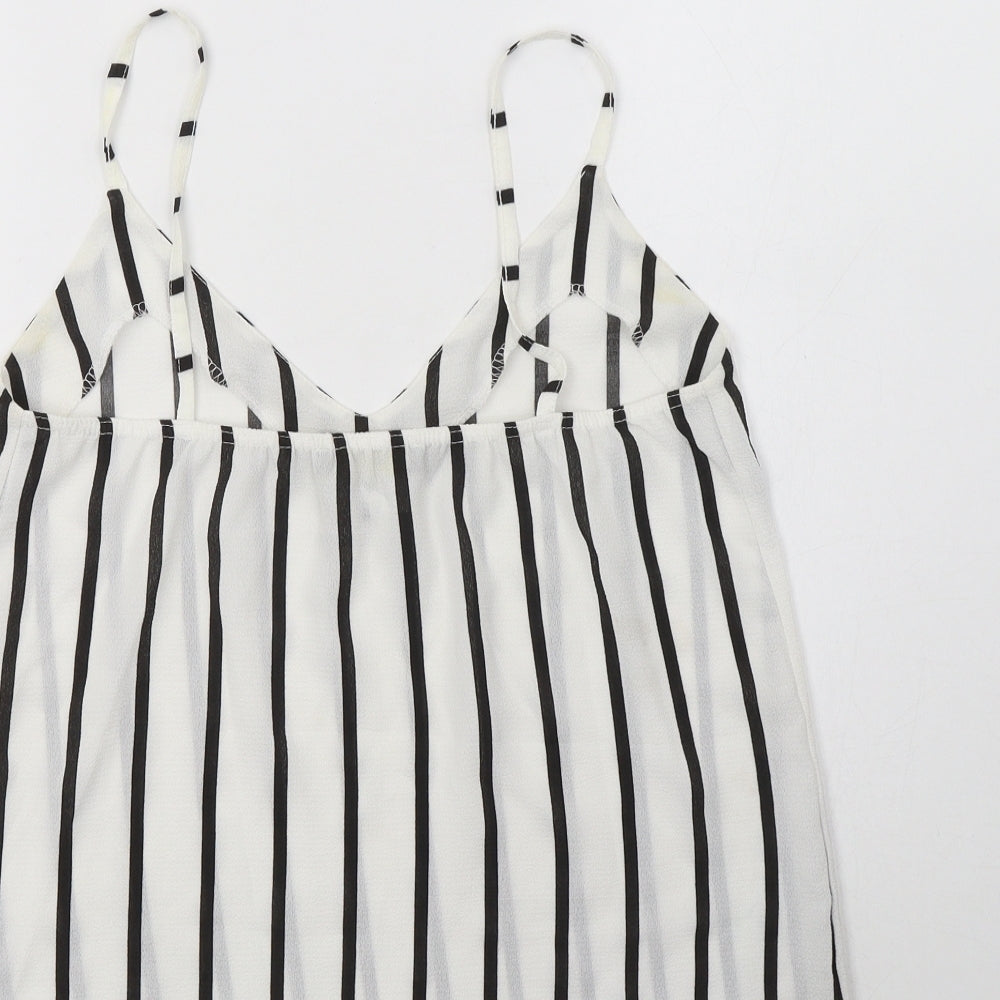 Figa Womens White Striped Polyester Camisole Tank Size S V-Neck