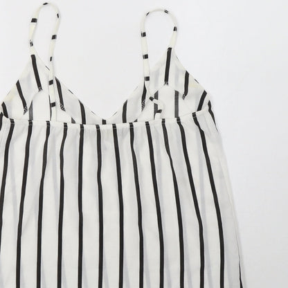 Figa Womens White Striped Polyester Camisole Tank Size S V-Neck