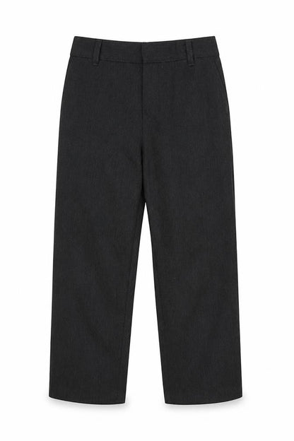 Front view of F&F boys’ grey polyester dress pants trousers, size 5-6, years regular hook & loop - school wear