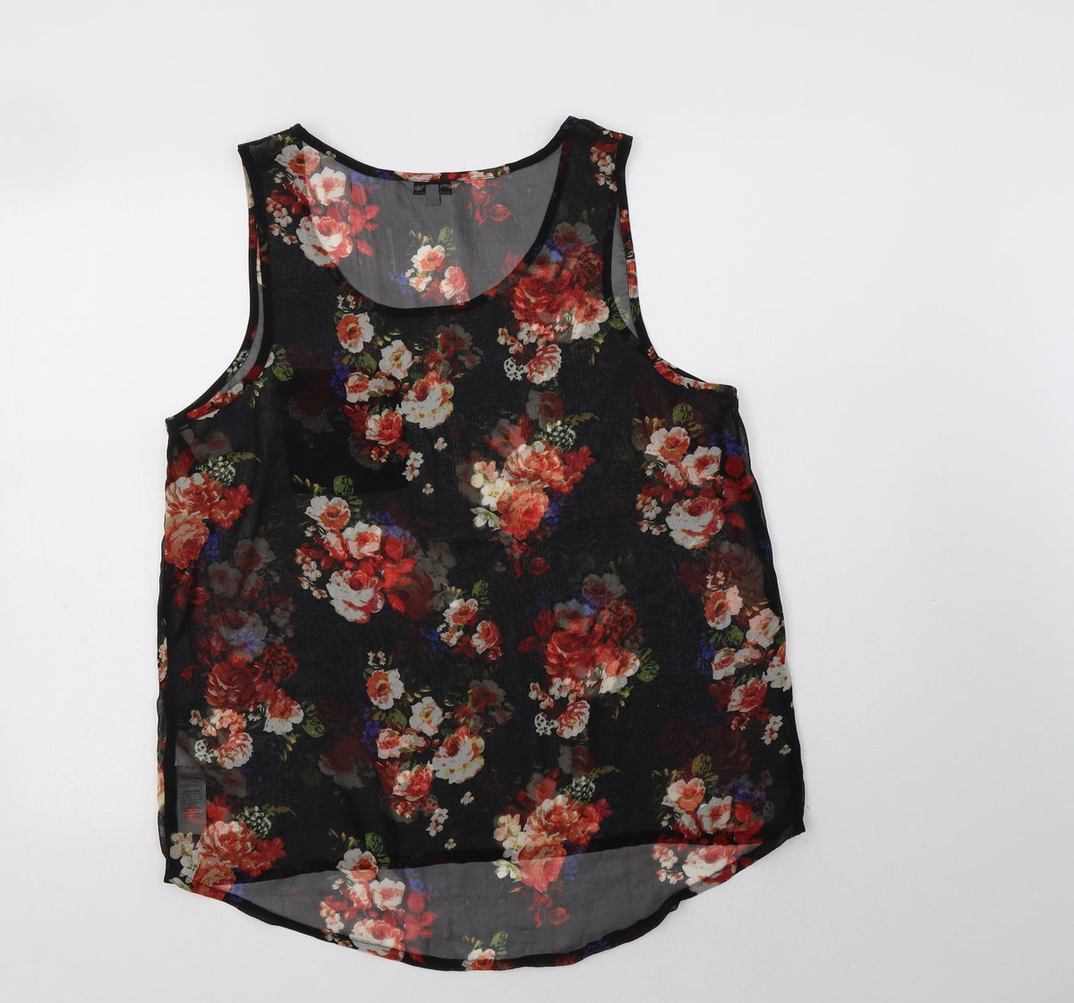 Back view of New women’s polyester basic blouse, size UK 14, scoop neck