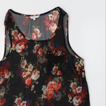 Close-up detail of New women’s polyester basic blouse, size UK 14, scoop neck