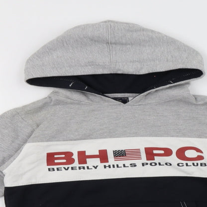 Beverly Hills Polo Club Boys Grey Colourblock Cotton Pullover Hoodie Size 9-10 Years