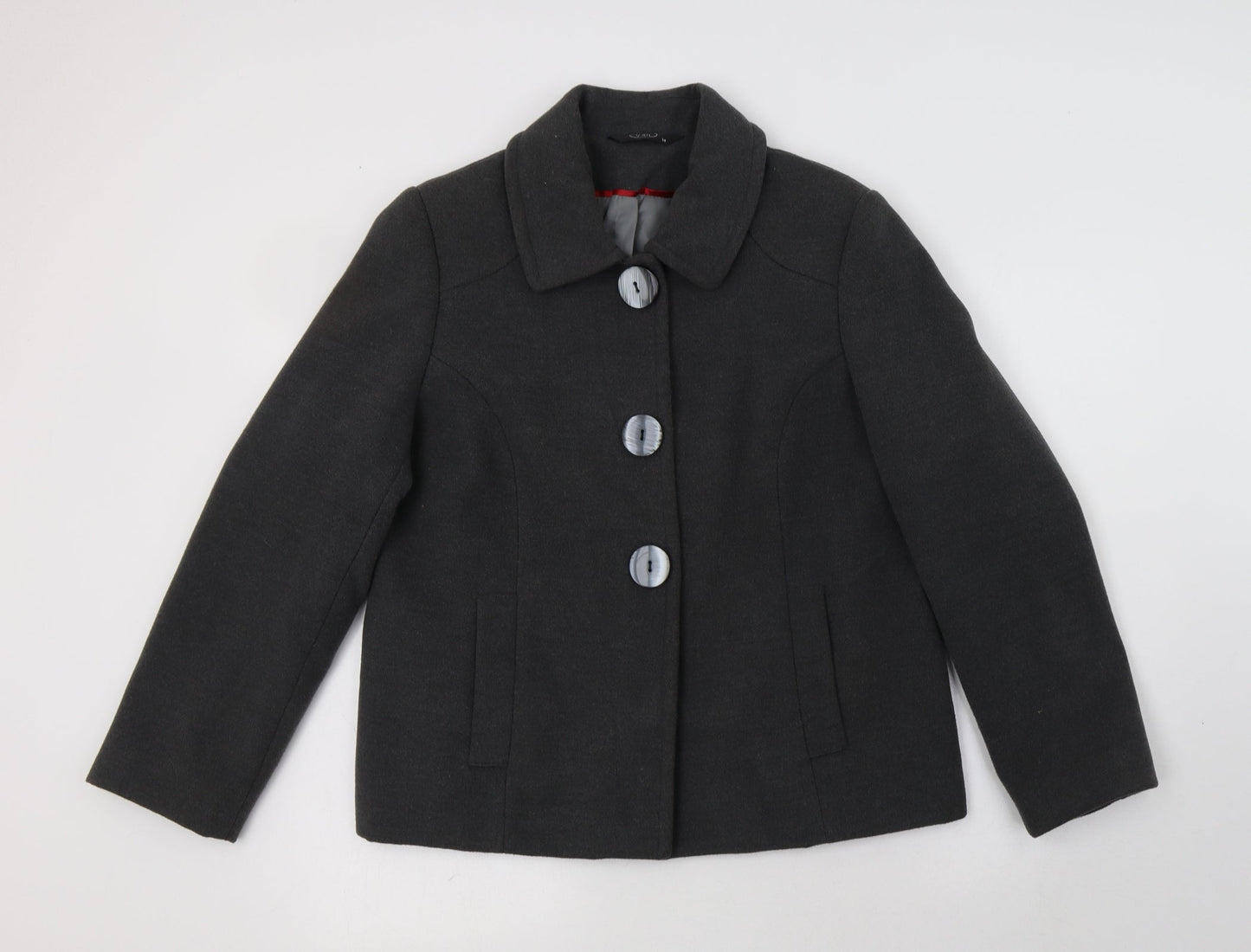 Womens UK Size 14 BM Grey Pea Coat