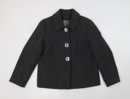 Womens UK Size 14 BM Grey Pea Coat
