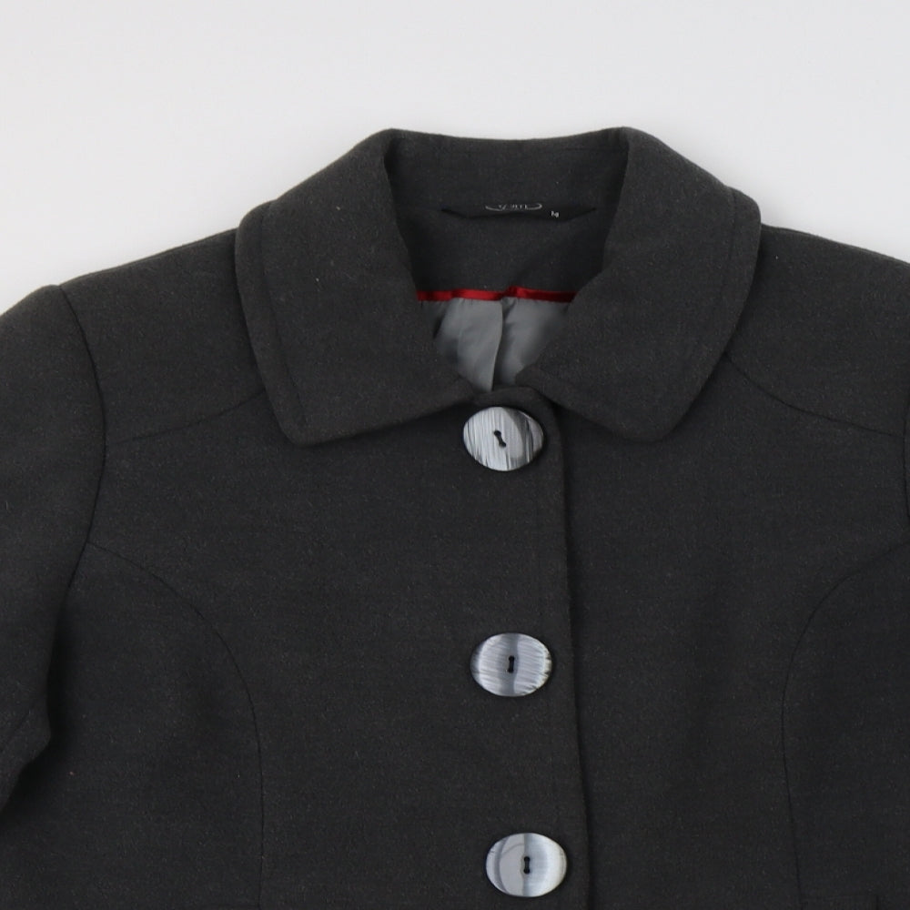Womens UK Size 14 BM Grey Pea Coat