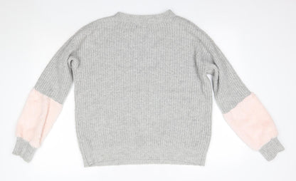 Primark Womens Grey Round Neck  Acrylic Pullover Jumper Size M