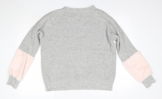 Primark Womens Grey Round Neck  Acrylic Pullover Jumper Size M