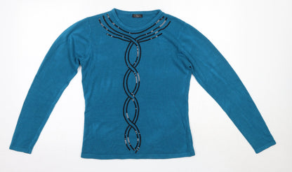 Womens UK Size S BM Blue Pullover Jumper