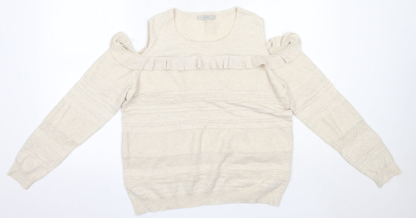 George Womens Beige Round Neck  Cotton Pullover Jumper Size 12