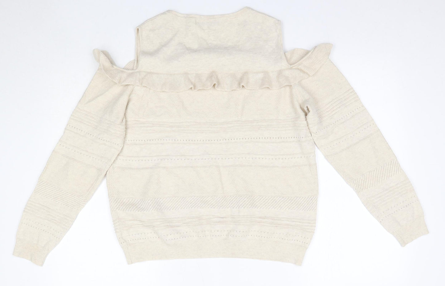 George Womens Beige Round Neck  Cotton Pullover Jumper Size 12