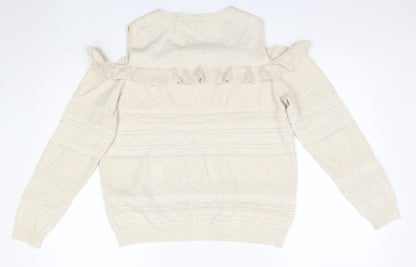 George Womens Beige Round Neck  Cotton Pullover Jumper Size 12